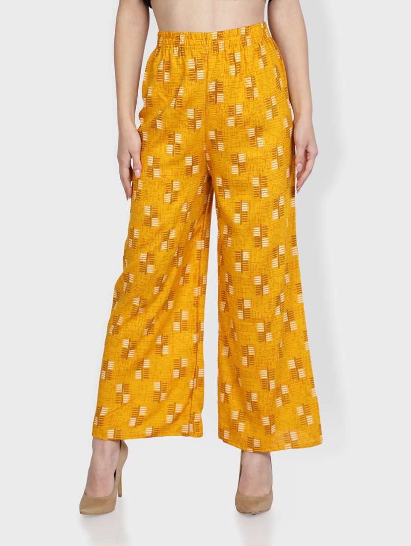 yellow rayon palazzos