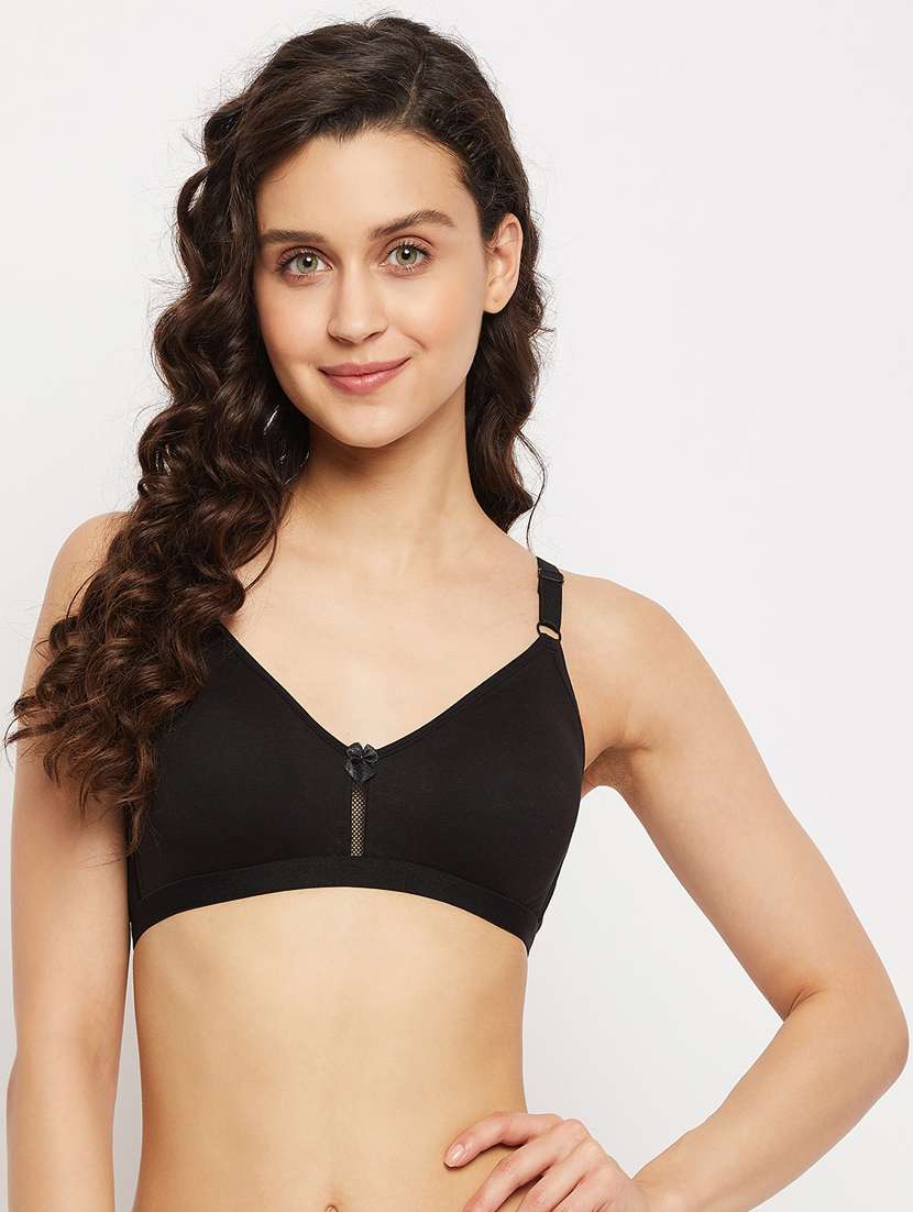 black cotton regular bra