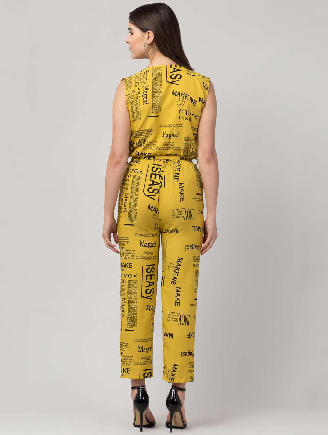 yellow crepe full leg jumpsuit - 18760492 - Standard Image - 2