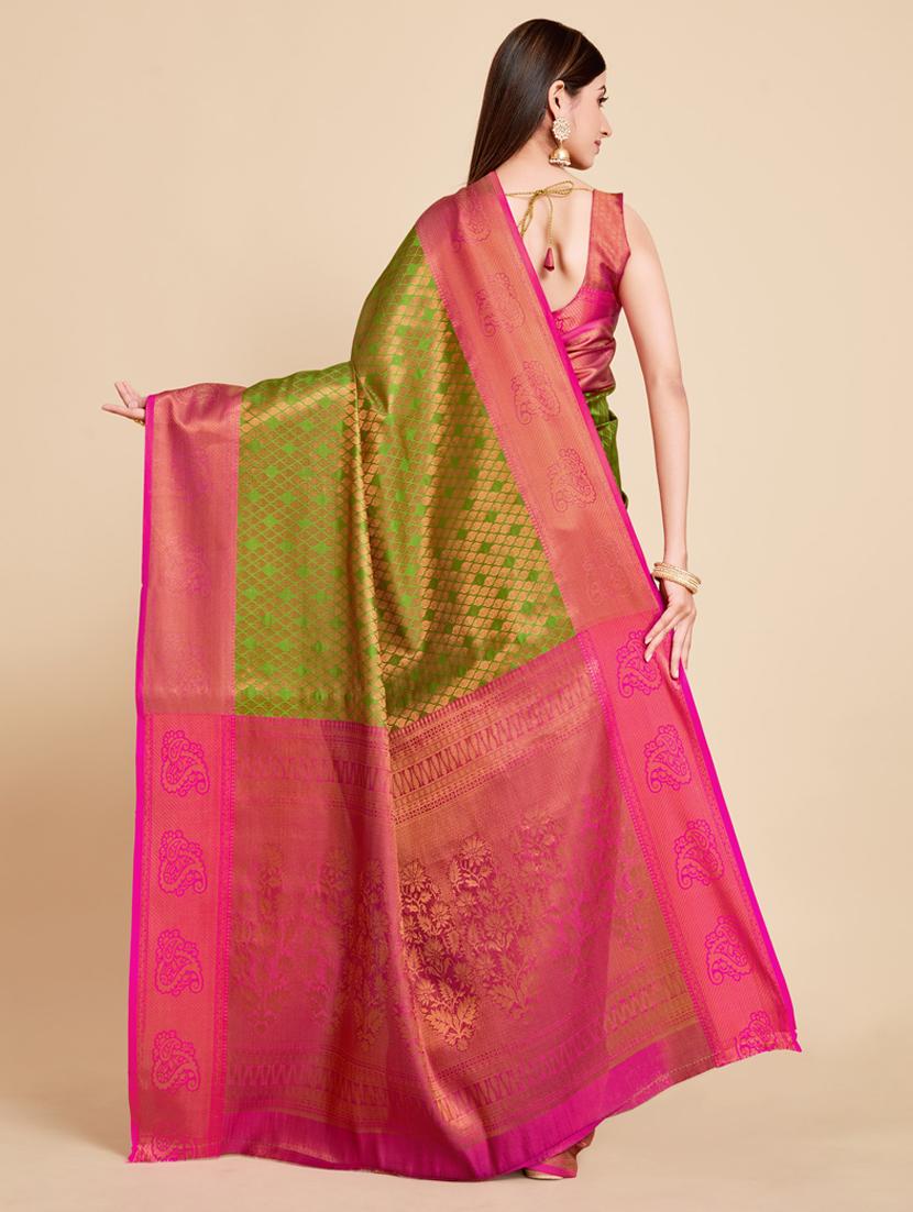 light green art silk kanjivaram saree with blouse - 18762254 - Standard Image - 2