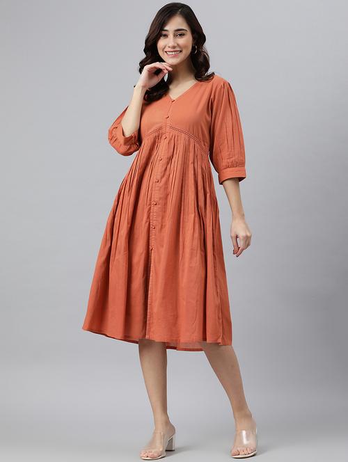 women's fit & flare solid dress - 18765325 -  Standard Image - 0