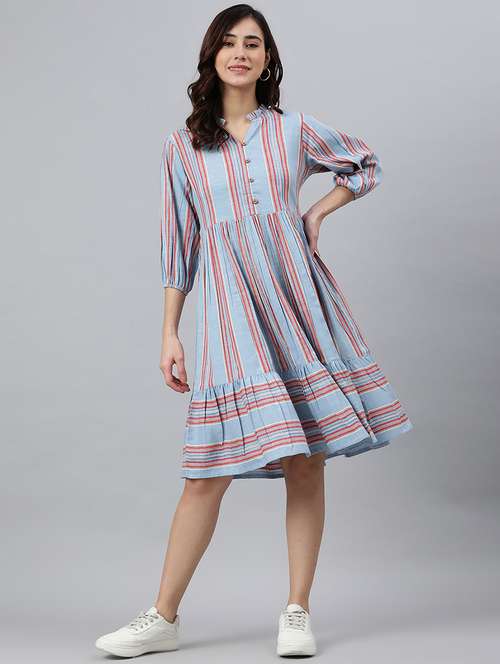 women's tiered dress striped dress - 18765328 - Standard Image - 0