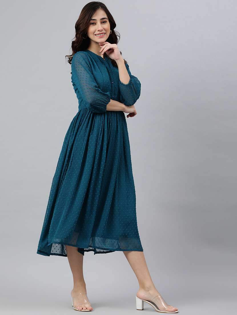 Women's Fit & Flare Self Design Dress