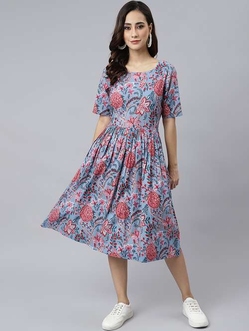 women's fit & flare floral dress - 18765339 - Standard Image - 0