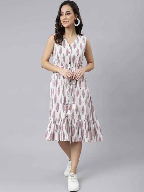 women's tiered dress block print dress - 18765349 - Standard Image - 0