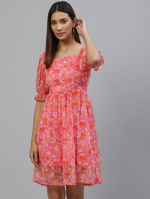 women's fit & flare floral dress - 18765471 - Standard Image - 0