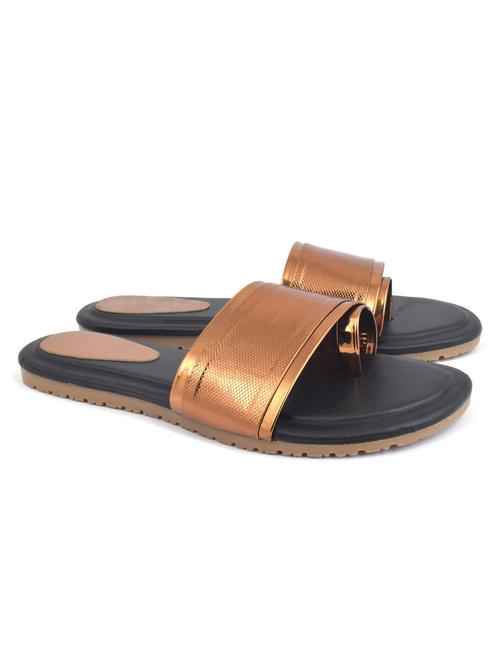 gold slip on sandal - 18765823 -  Standard Image - 0