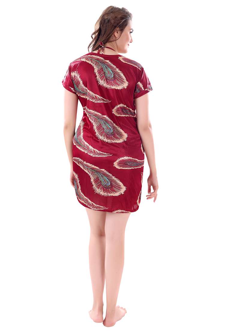 solid three piece night wear set - 18766110 -  Standard Image - 2