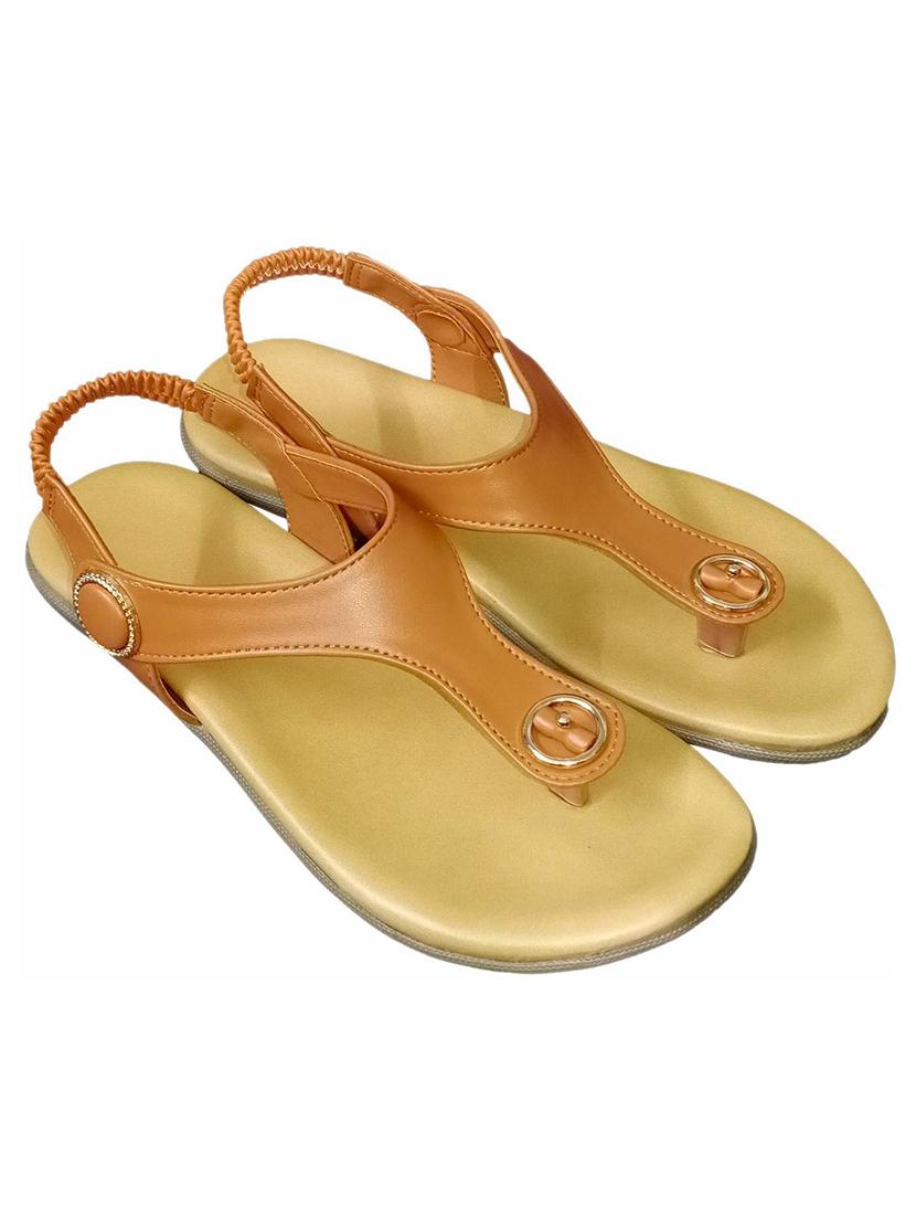 tan t-strap sandal - 18766229 - Zoom Image - 0