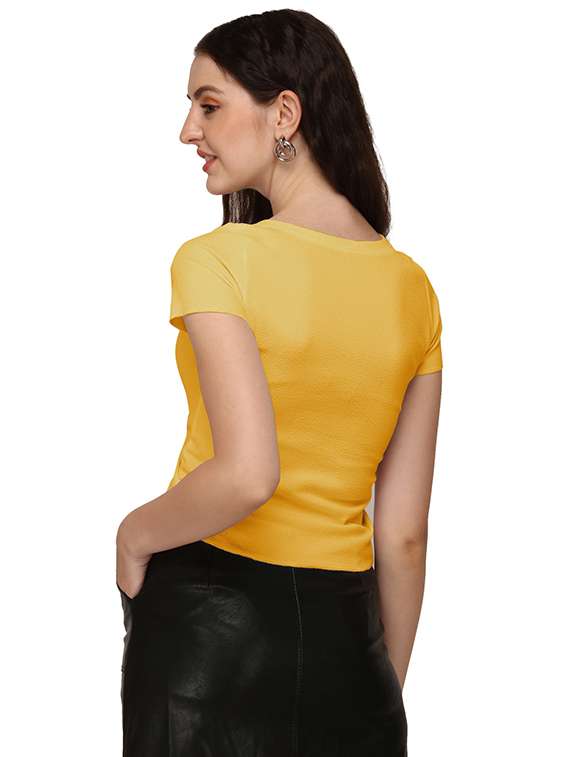 yellow lycra crop top - 18766288 - Standard Image - 2