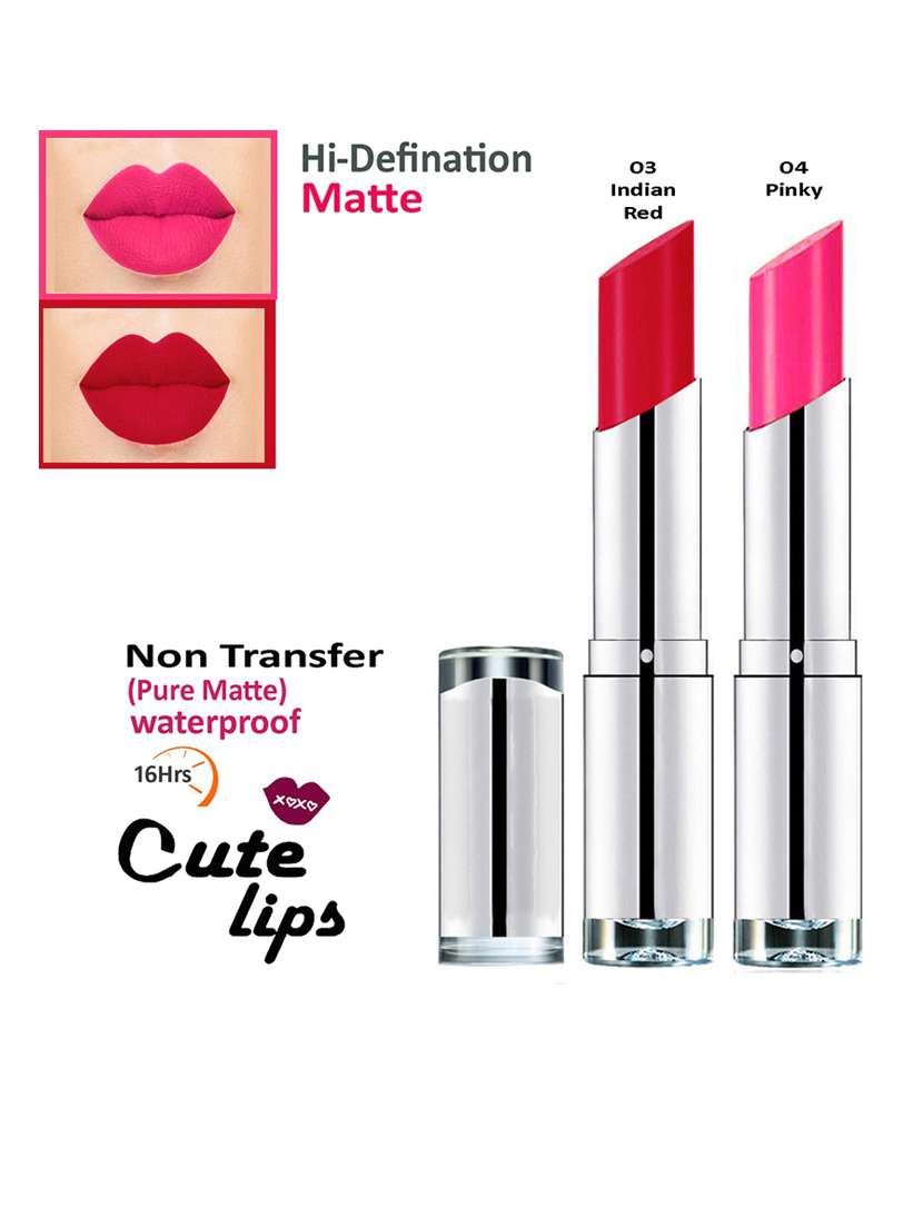 b. berry non transfer long lasting matte lipstick 2.4 gm each (combo # 03 indian red, 04 pinky)