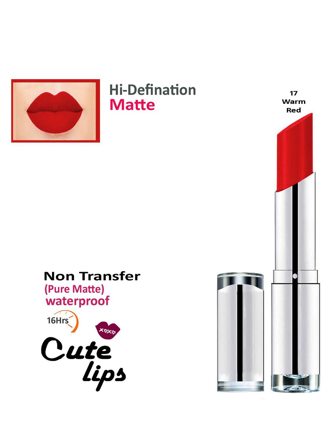 b. berry non transfer long lasting matte lipstick 2.4 gm - # 17 warm red