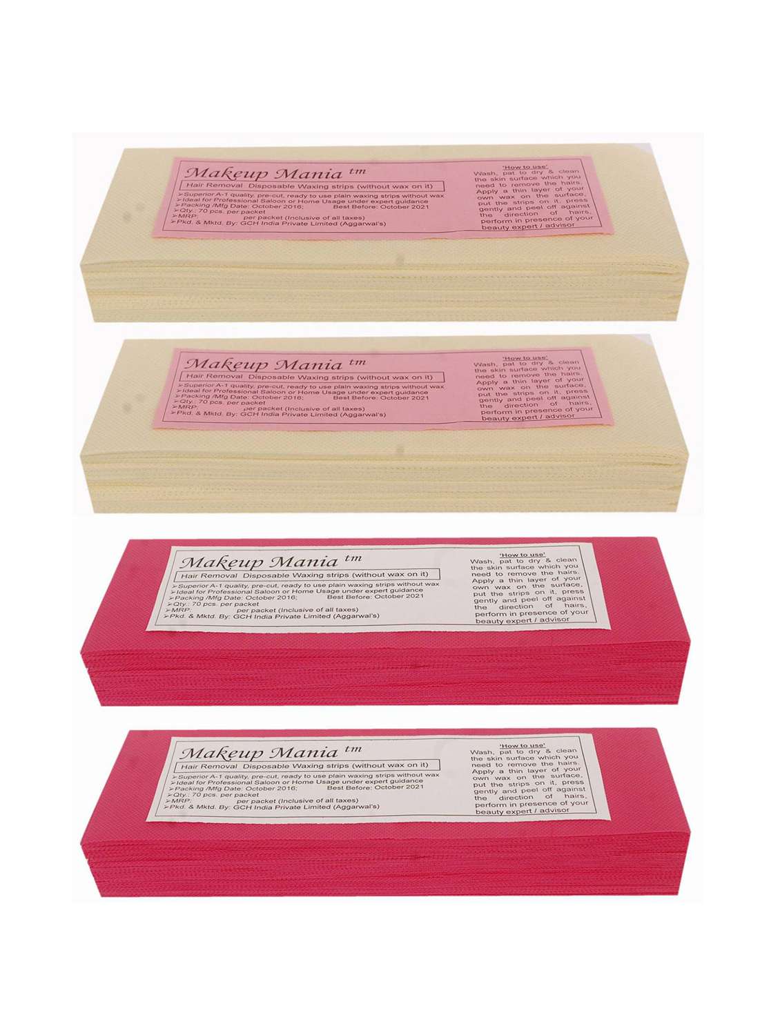 makeup mania 280 pcs large waxing strips, non-woven hair removal plain waxing strips - ivory-red