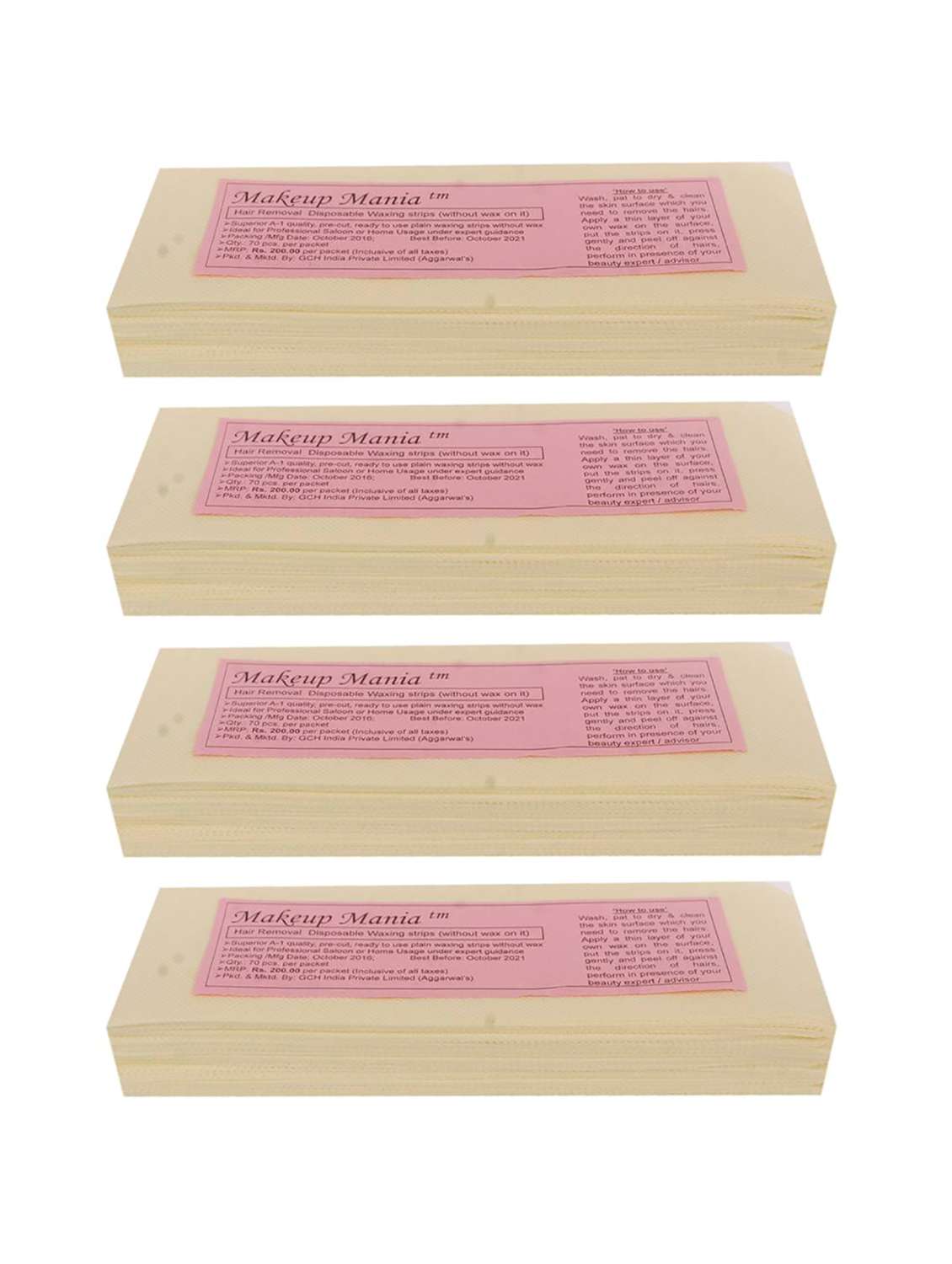 makeup mania 280 pcs large waxing strips, non-woven hair removal plain waxing strips - ivory 280 pcs