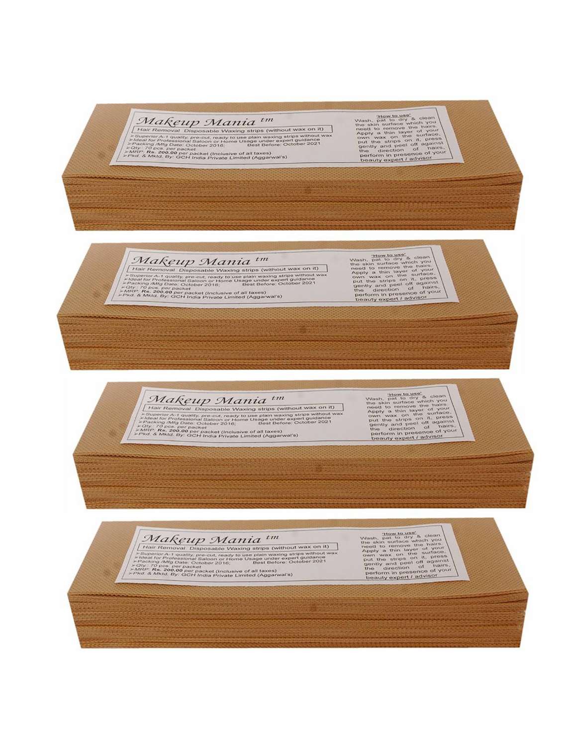 makeup mania 280 pcs large waxing strips, non-woven hair removal plain waxing strips - beige 280 pcs