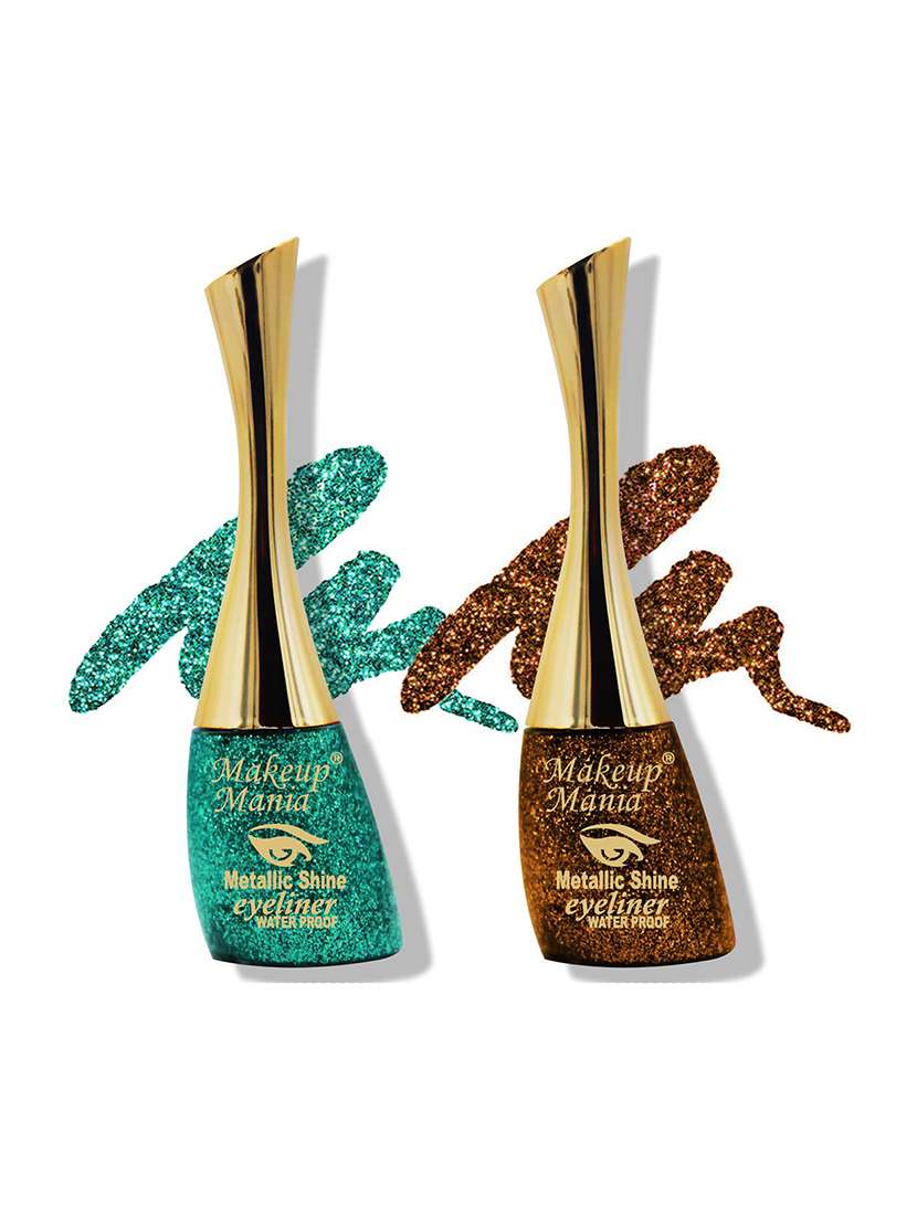 metallic shine glitter eyeliner, sea green & golden copper - shade 07-15