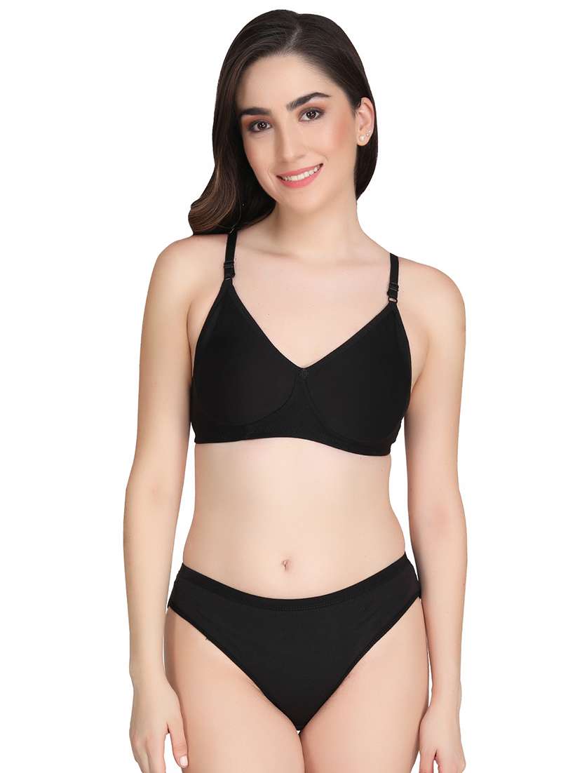 black cotton bras and panty set