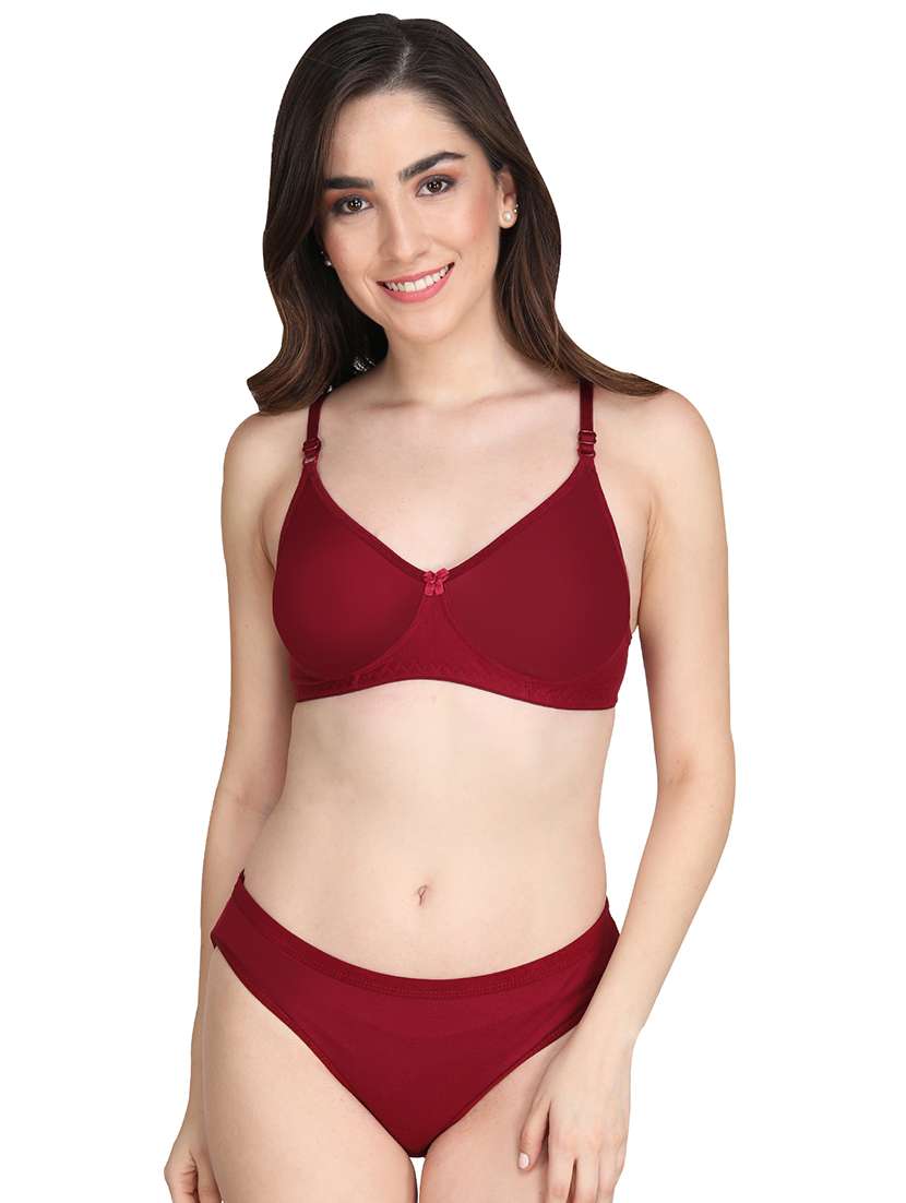 brown cotton bras and panty set