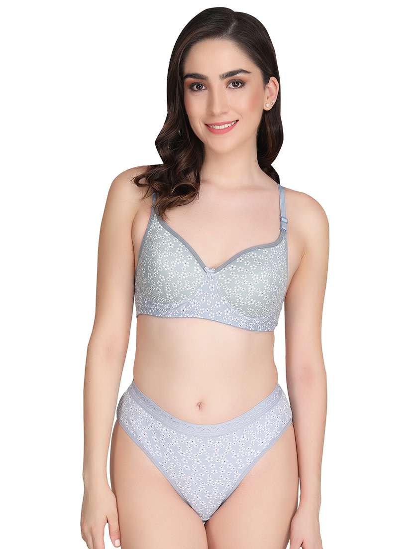 grey cotton bras and panty set