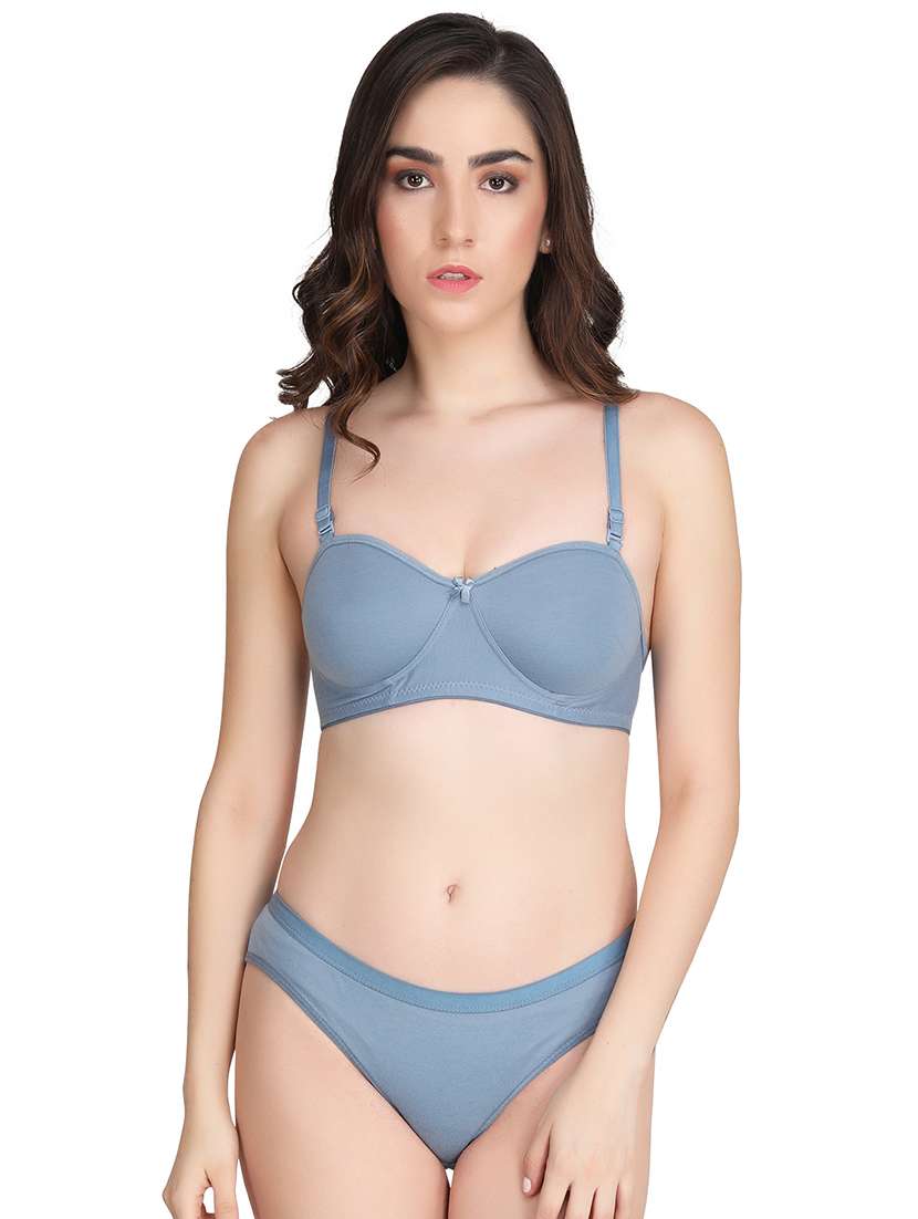 grey cotton bras and panty set