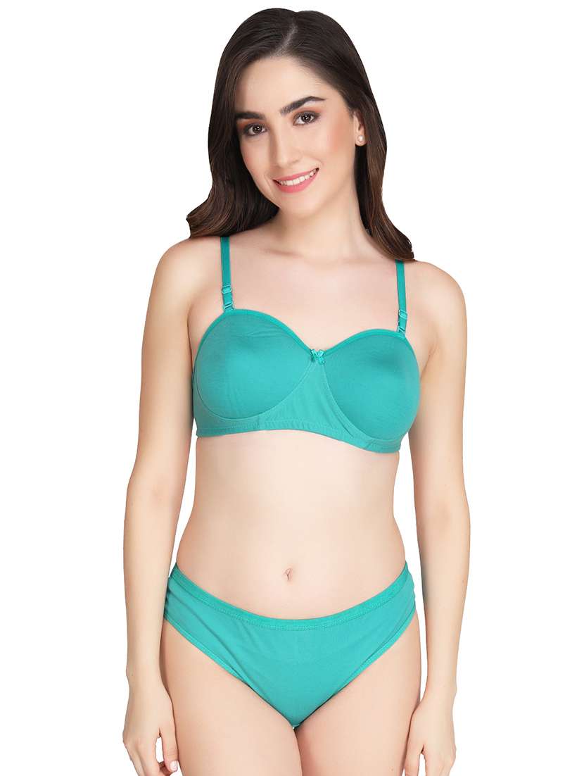 green cotton bras and panty set