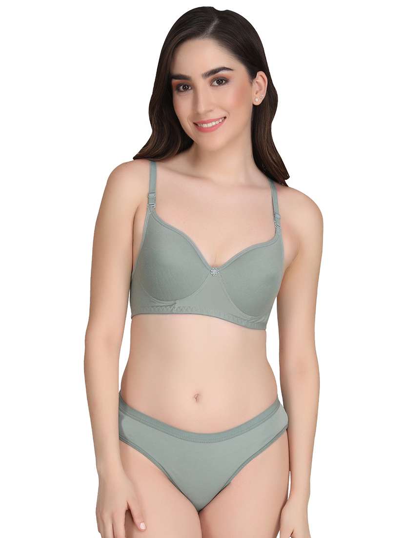 green cotton bras and panty set