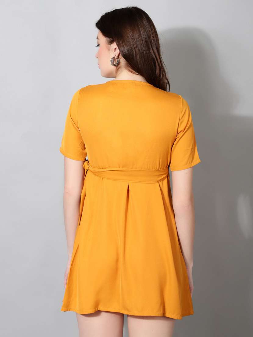women's wrap solid dress - 18788962 - Standard Image - 2