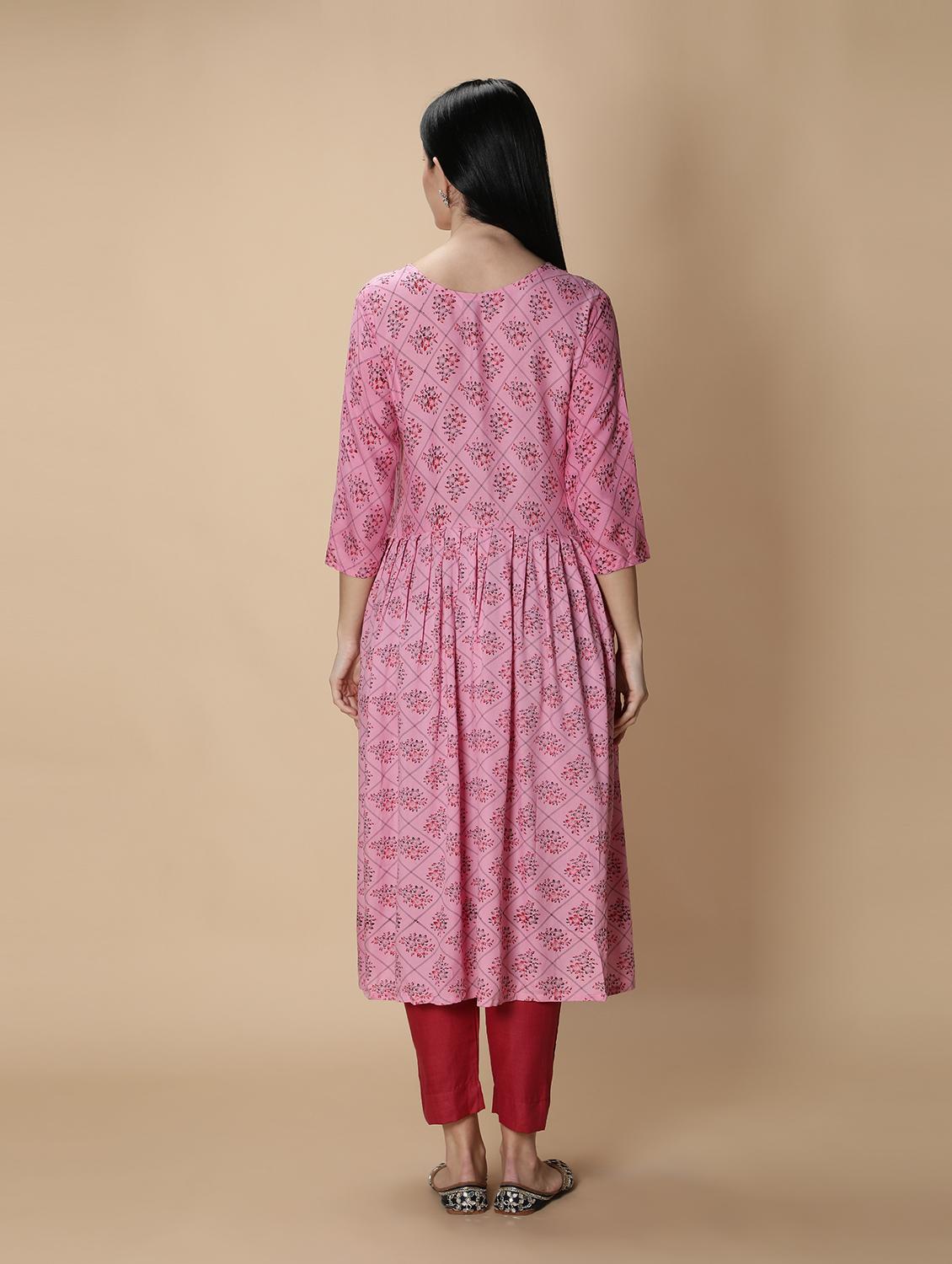 pink rayon kurta pant set - 18789258 - Standard Image - 2