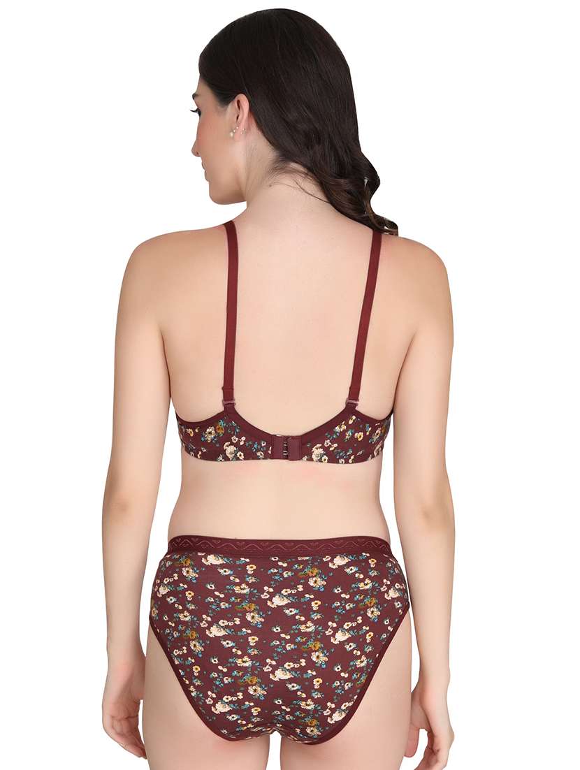 maroon cotton bras and panty set - 18790088 -  Standard Image - 2
