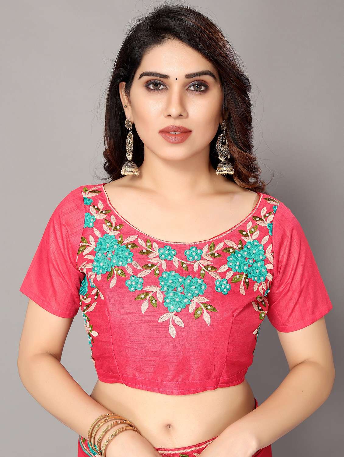 solid with bordered saree with blouse - 18790241 -  Standard Image - 2