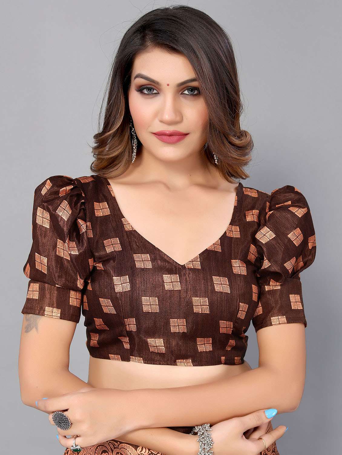 women's self design coffee brown colored saree with blouse - 18790255 -  Standard Image - 2