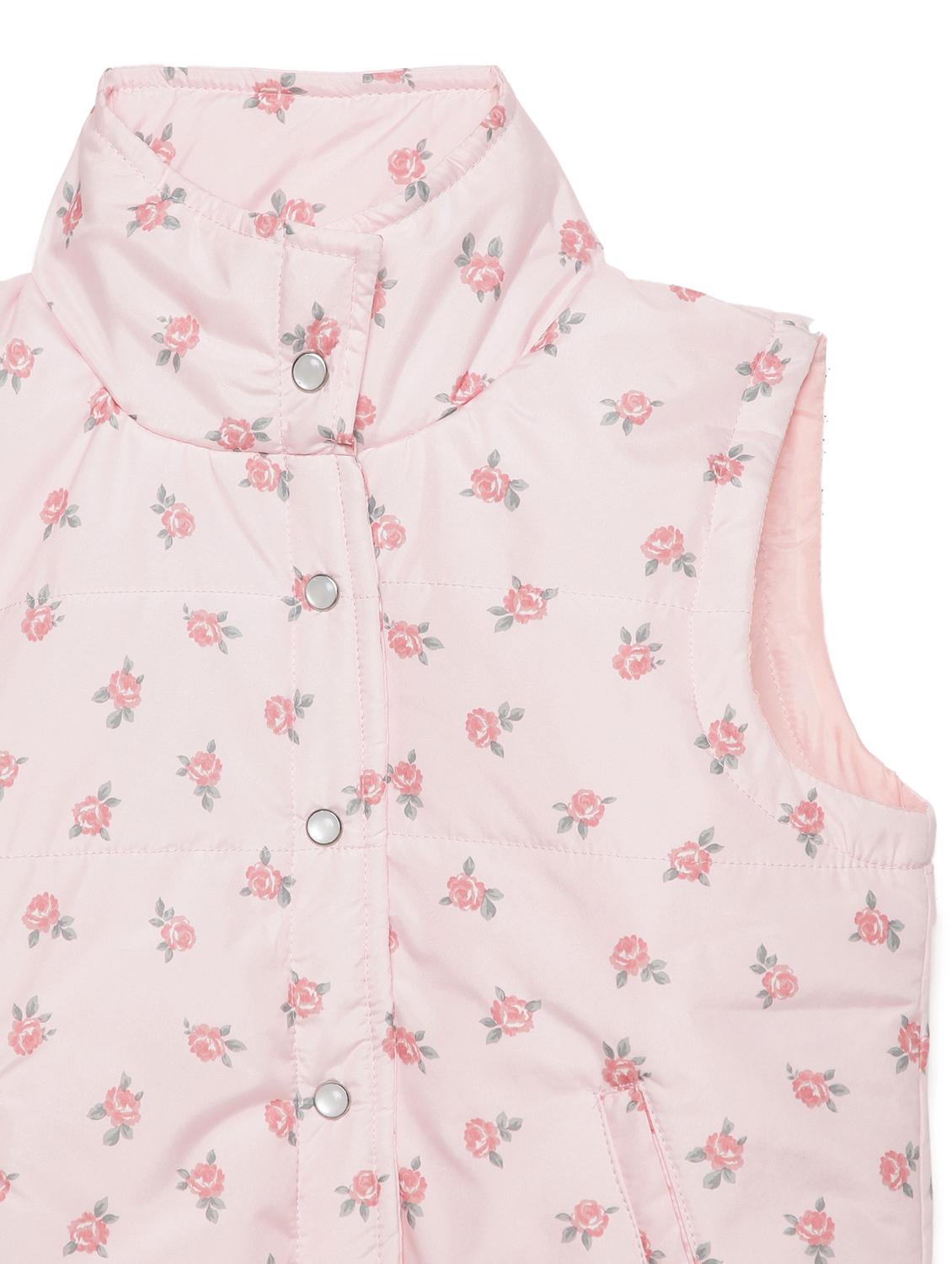 pink printed regular jacket with standing collar - 18790949 - Standard Image - 2