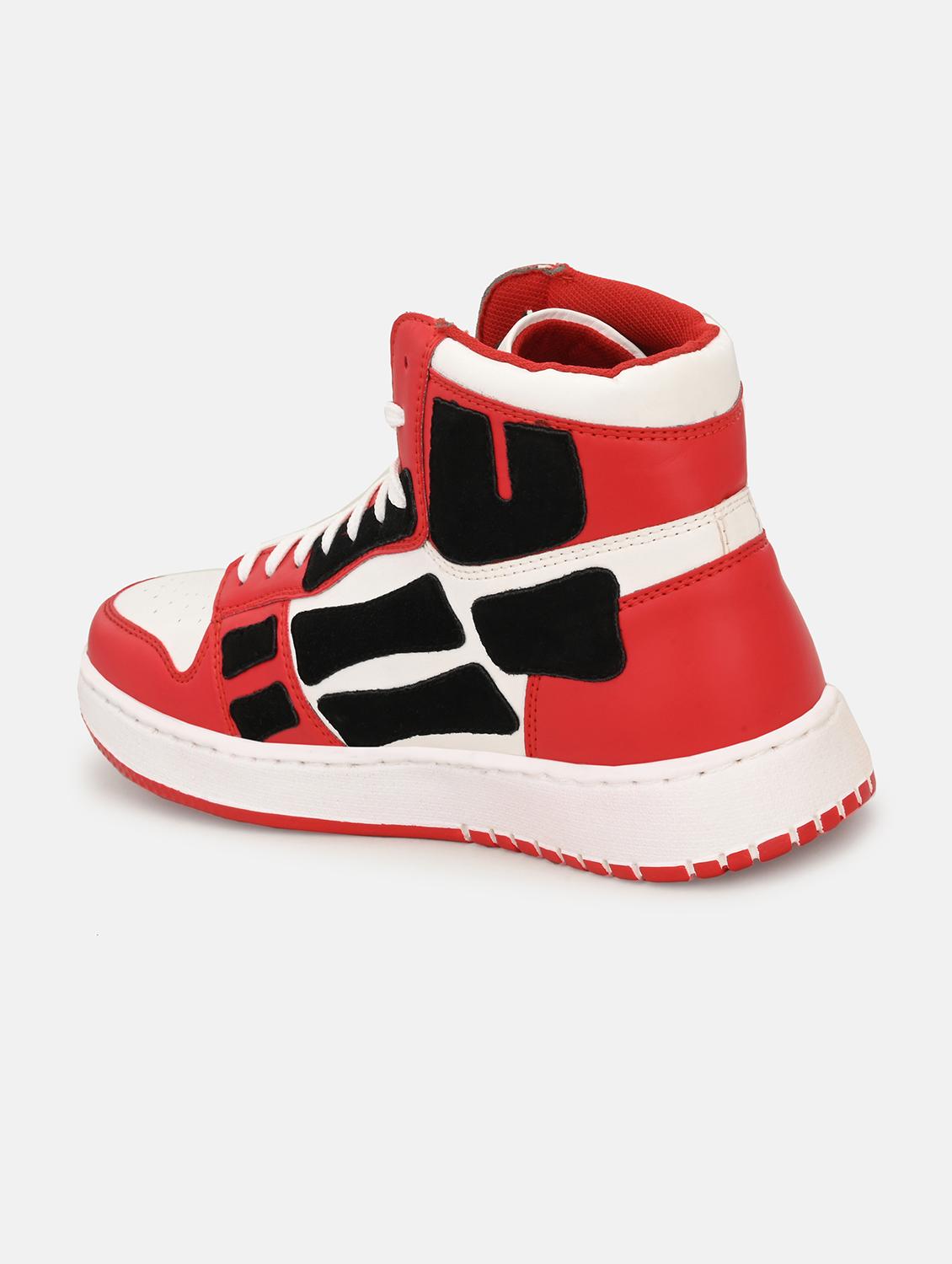 red synthetic lace up sneakers - 18793893 - Standard Image - 2