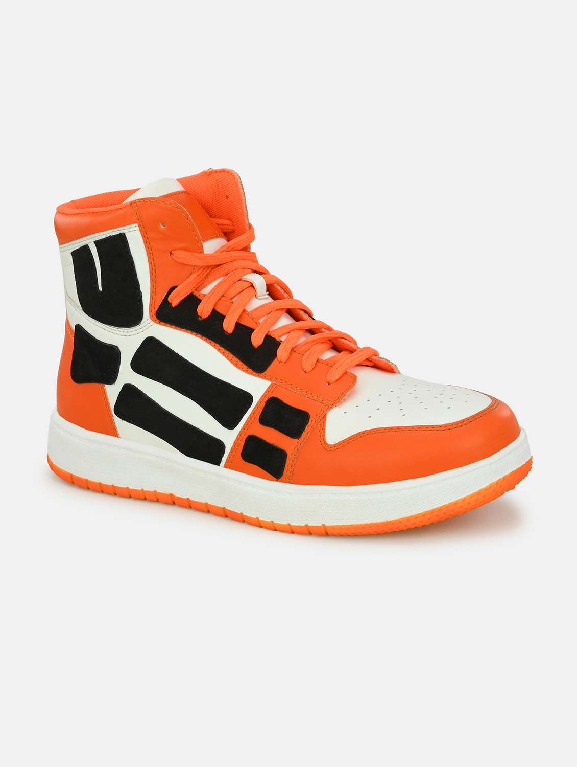 men high neck color block lace up sneakers