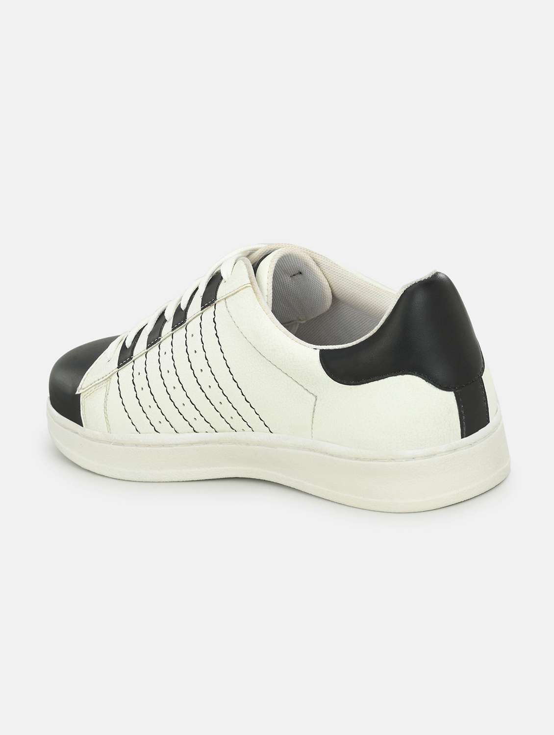 white synthetic lace up sneakers - 18793902 - Standard Image - 2