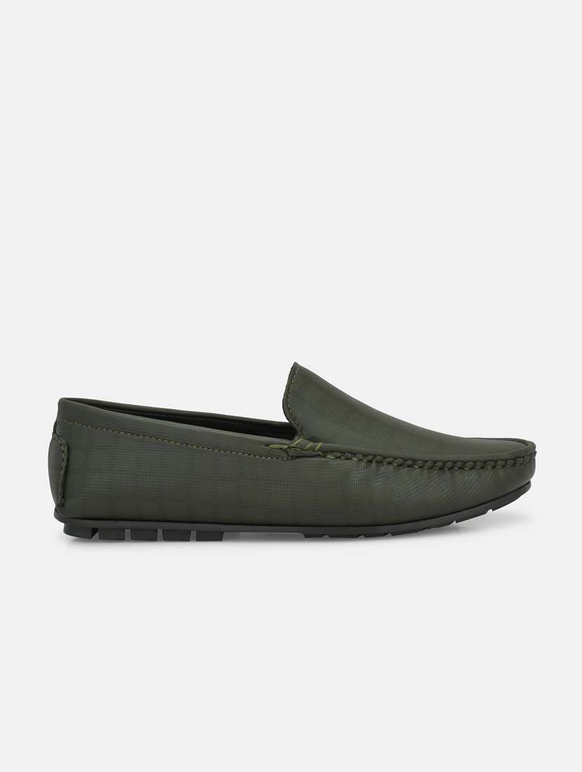 Green Synthetic Slip On Loafers