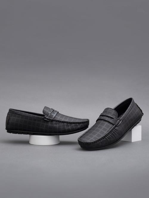 black synthetic slip on loafers - 18793915 -  Standard Image - 0