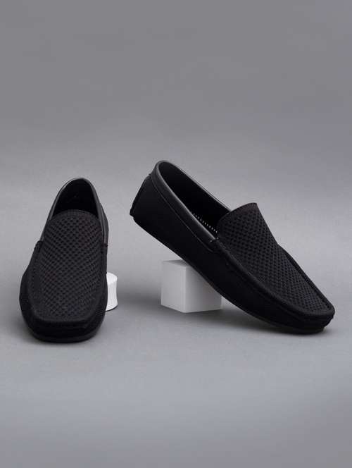 black mesh & synthetic slip on loafers - 18793919 -  Standard Image - 0