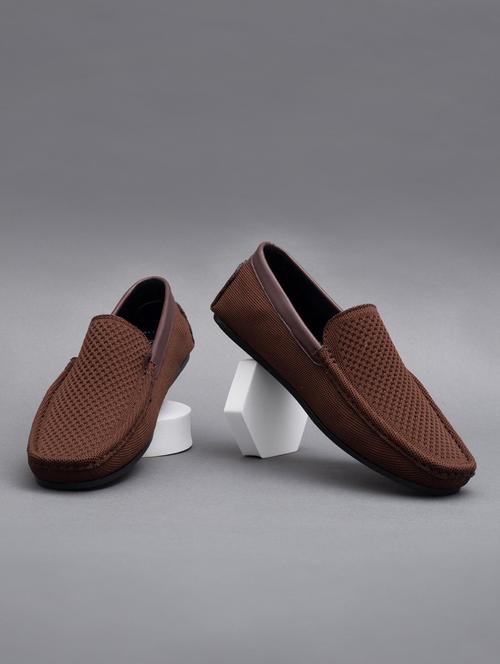 brown mesh & synthetic slip on loafers - 18793921 - Standard Image - 0