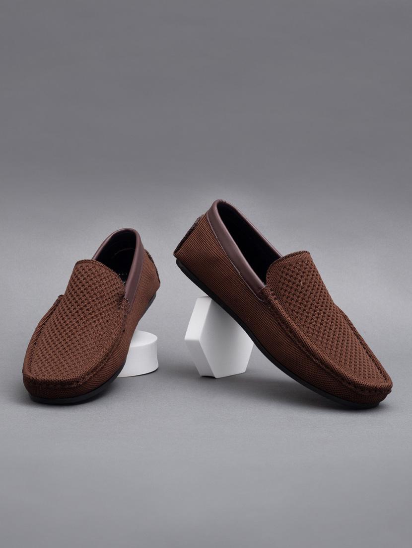 brown mesh & synthetic slip on loafers - 18793921 - Zoom Image - 0