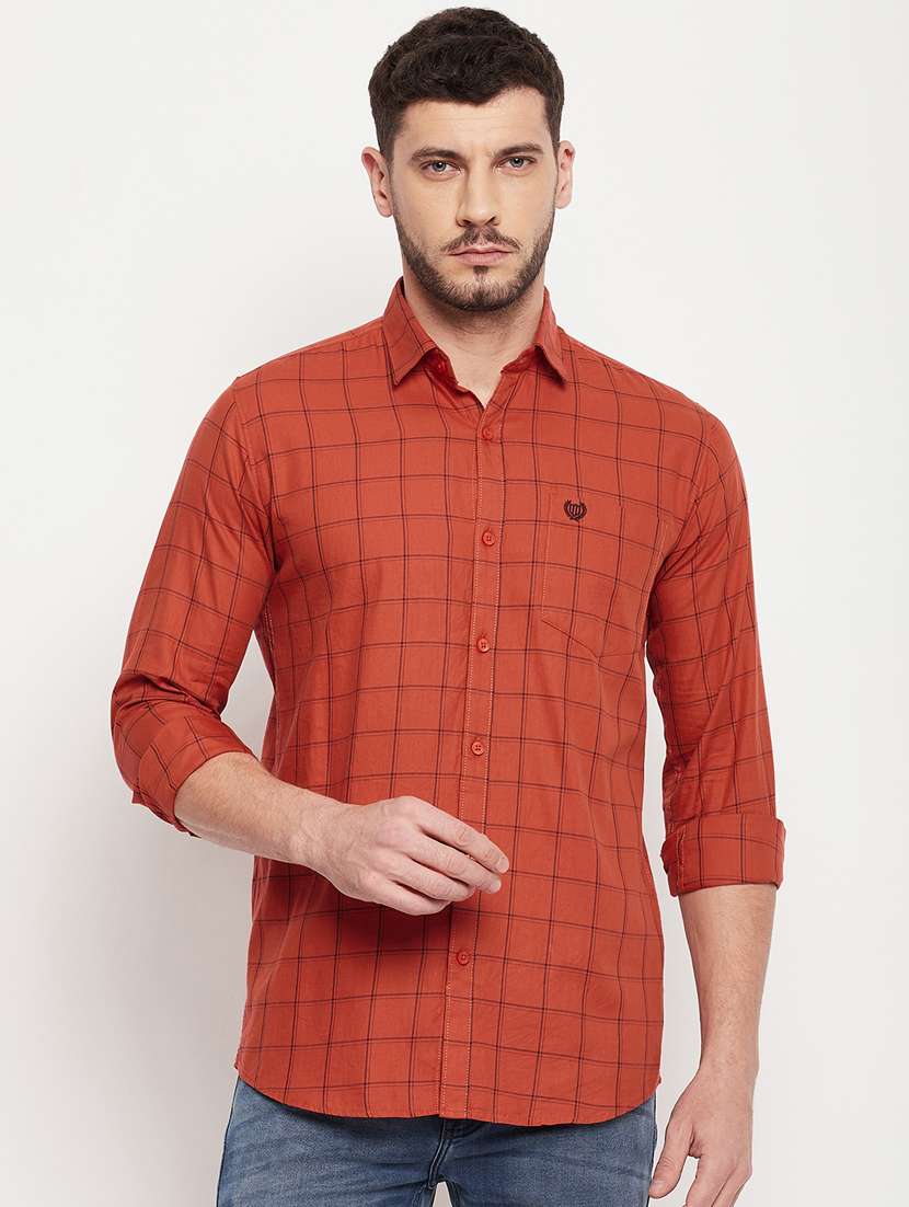red cotton casual shirt
