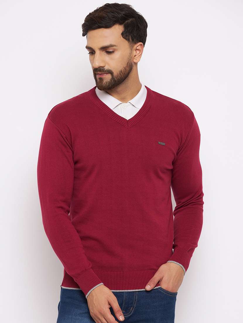 red acrylic pullover