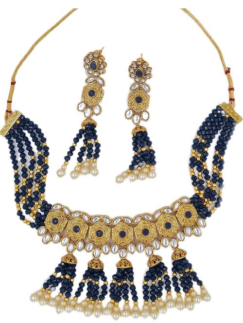 blue zinc kundan necklace - 18801254 - Standard Image - 0