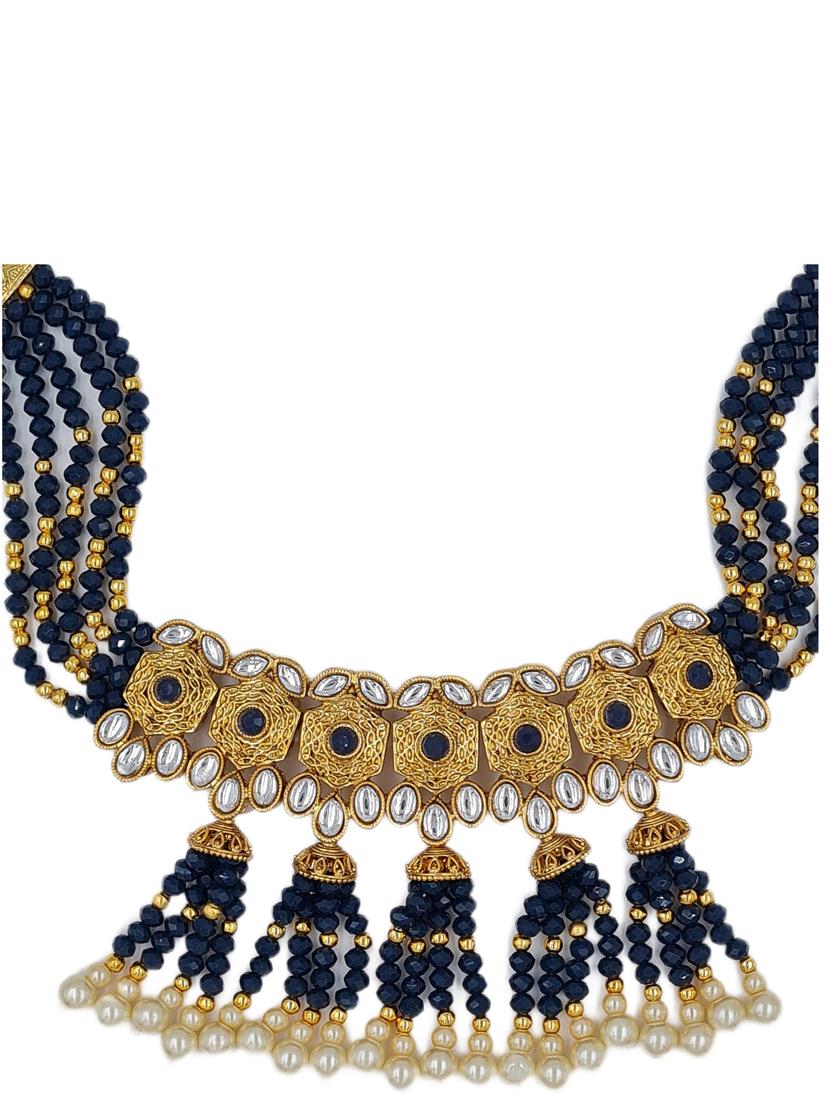 blue zinc kundan necklace - 18801254 - Standard Image - 2
