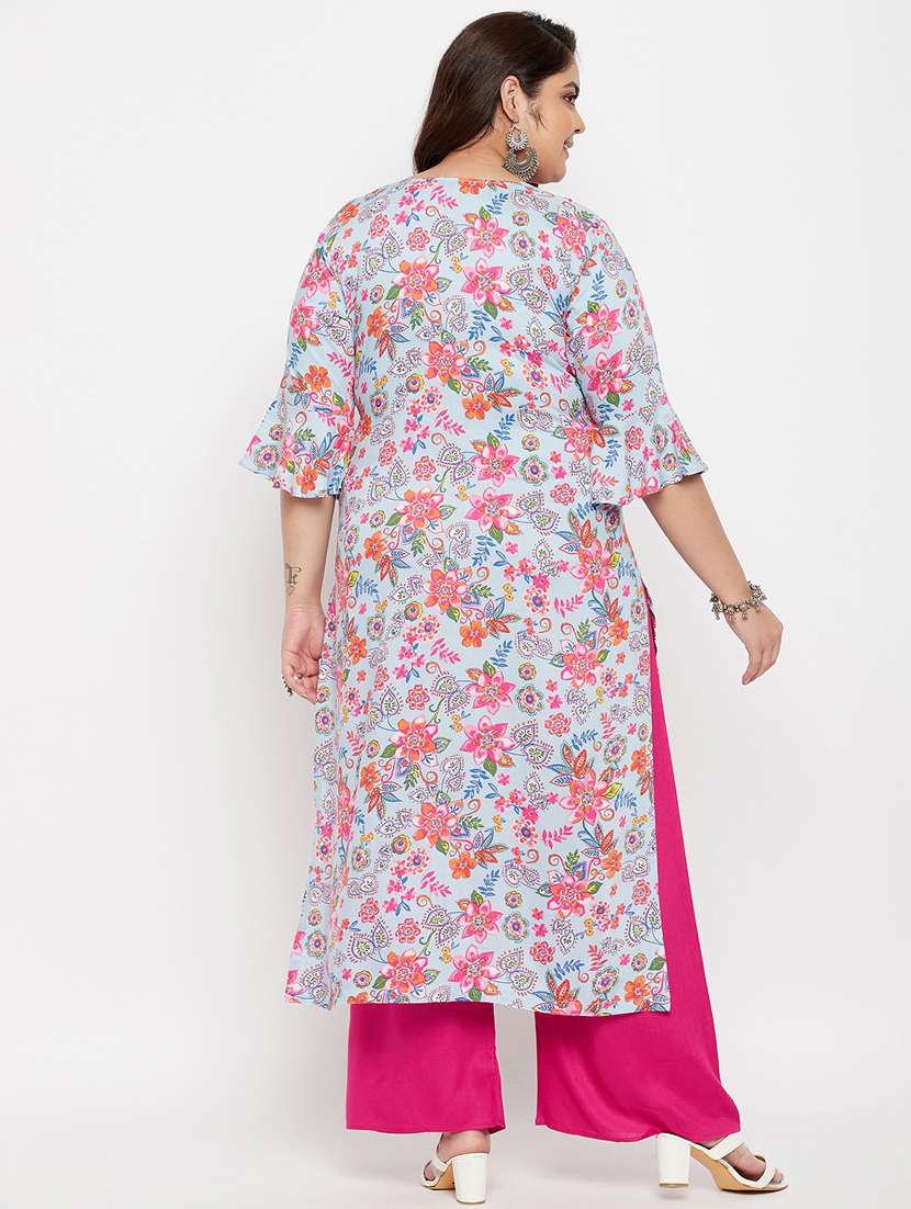 blue rayon kurta palazzo set - 18801551 - Standard Image - 2