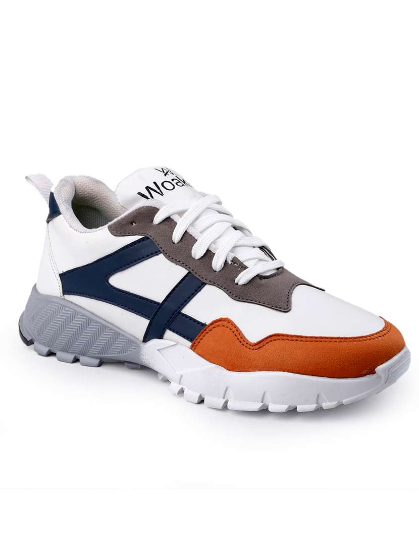 multi colored synthetic lace up sneakers