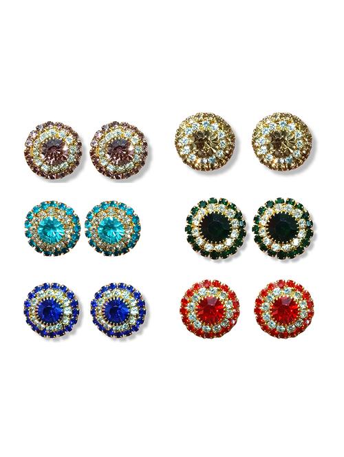  pack of 6 multi colored metal studs earrings - 18801593 -  Standard Image - 0