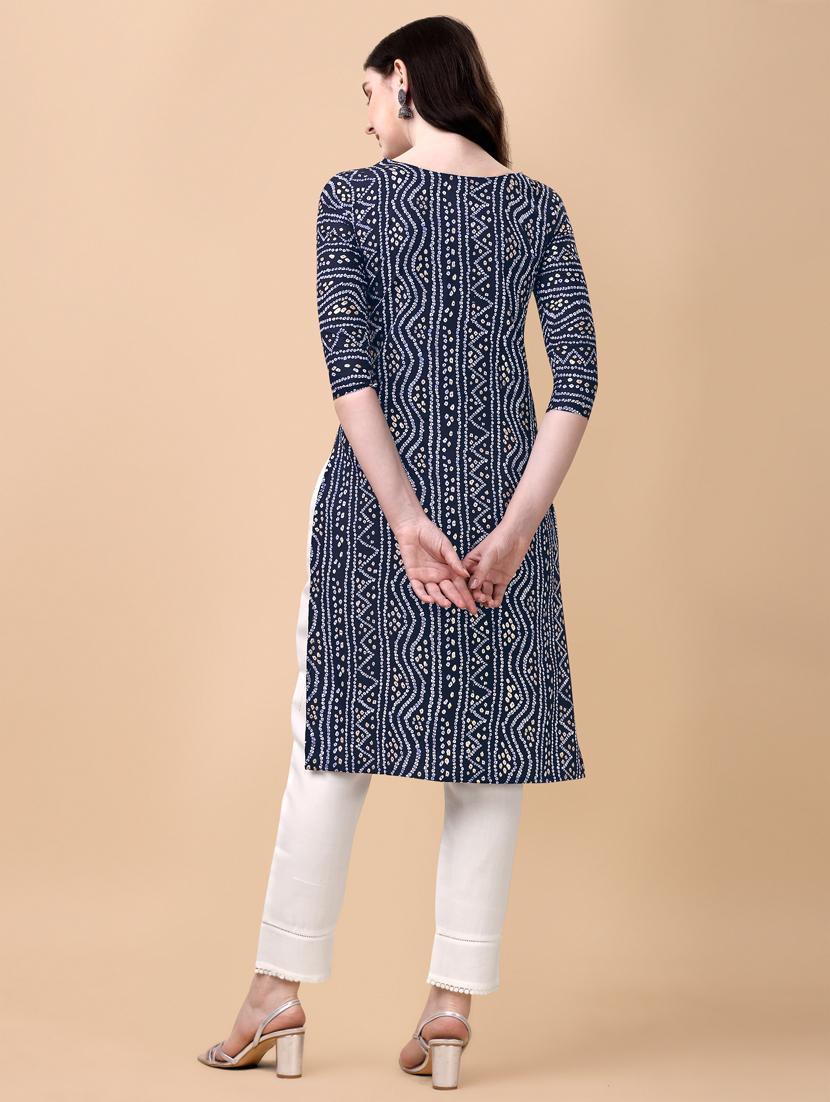 printed straight kurta - 18801617 - Standard Image - 2