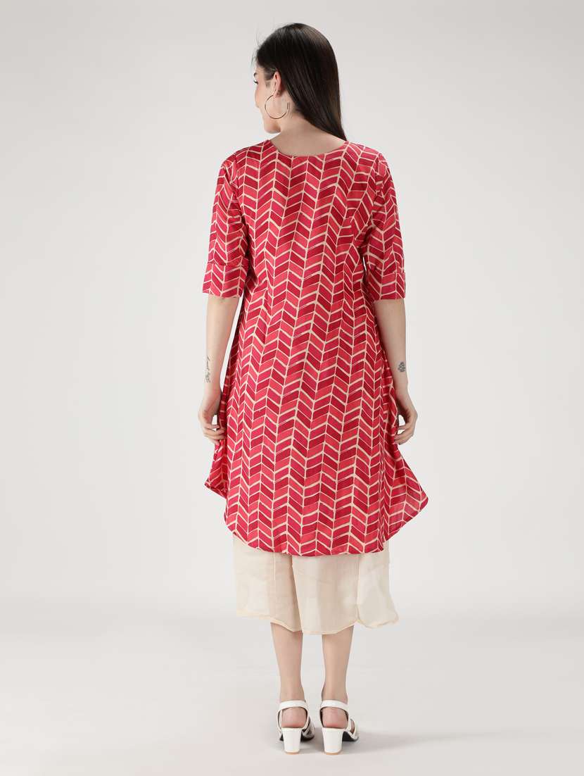 pink viscose layered ethnic dress - 18801632 -  Standard Image - 2