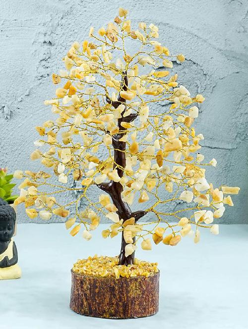 yellow aventurine stone vastu good fortune crystal tree wooden base wooden base for home/office décor for gift - 300 beads - 18802203 - Standard Image - 0